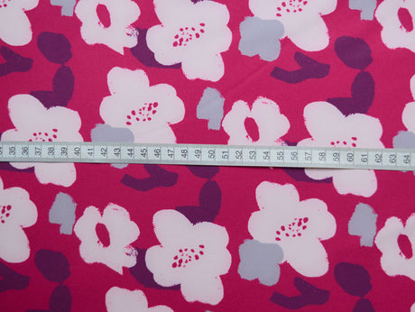 Soft Shell Pink Floral Microfleece Polyester Pink Material Ruler