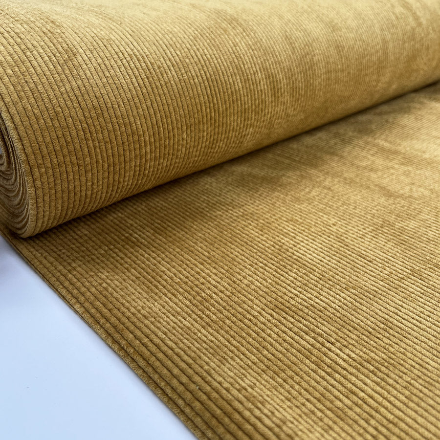 Soft Washed Corduroy Camel Yellow Needlecord Polyester Polyamide Spandex Stretch Heavy Trouser Fabric Bolt