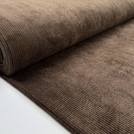 Soft Washed Corduroy Dark Brown Needlecord Polyester Polyamide Spandex Stretch Heavy Trouser Fabric Bolt