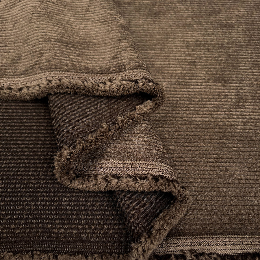 Soft Washed Corduroy Dark Brown Needlecord Polyester Polyamide Spandex Stretch Heavy Trouser Fabric Fold