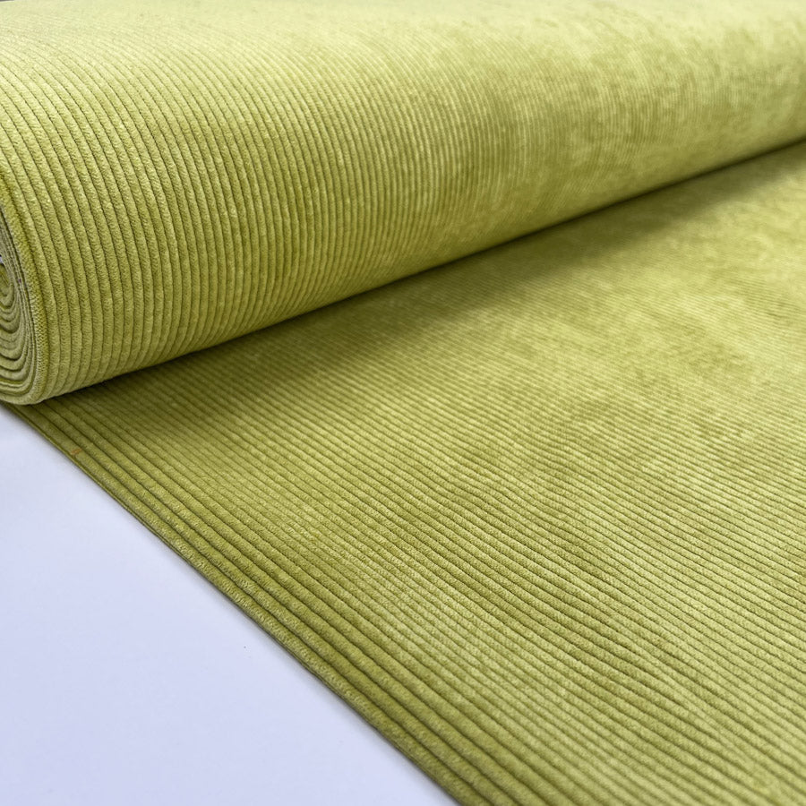 Soft Washed Corduroy Lime Needlecord Polyester Polyamide Spandex Stretch Heavy Trouser Fabric Bolt
