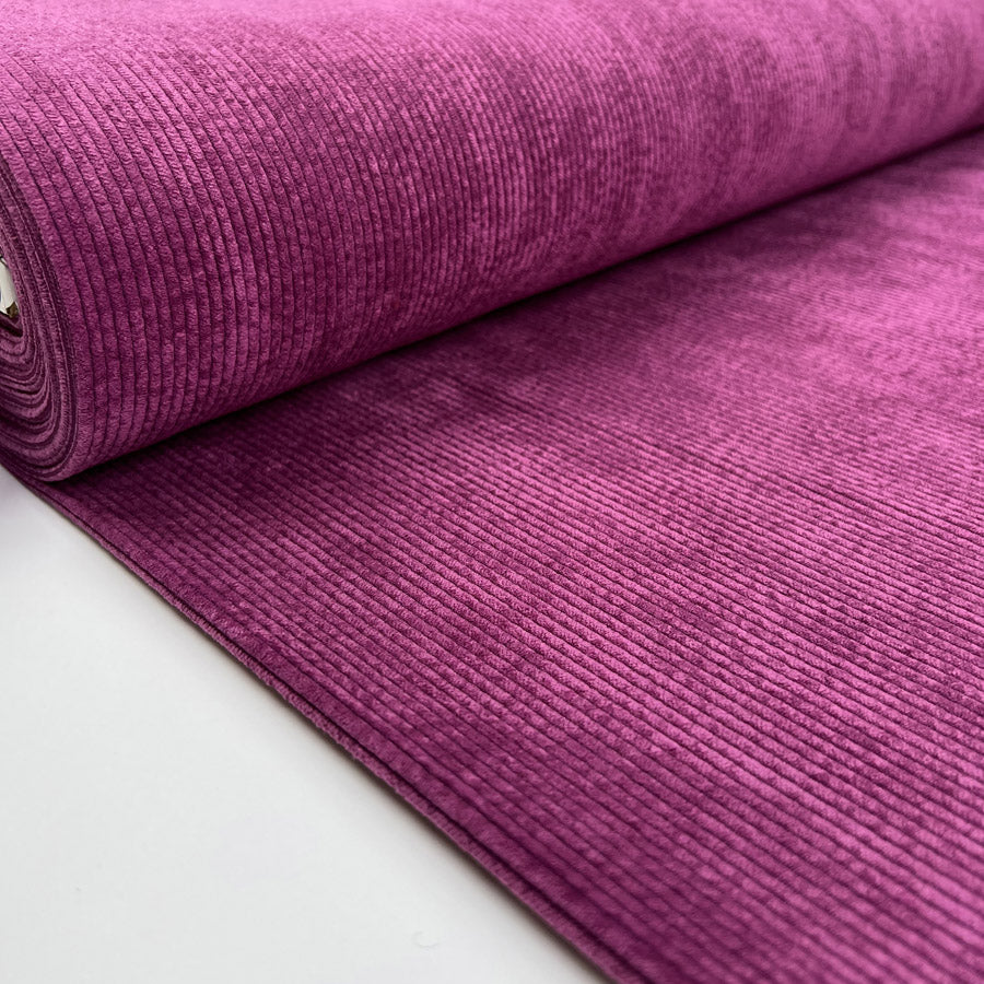 Soft Washed Corduroy Purple Needlecord Polyester Polyamide Spandex Stretch Heavy Trouser Fabric Bolt