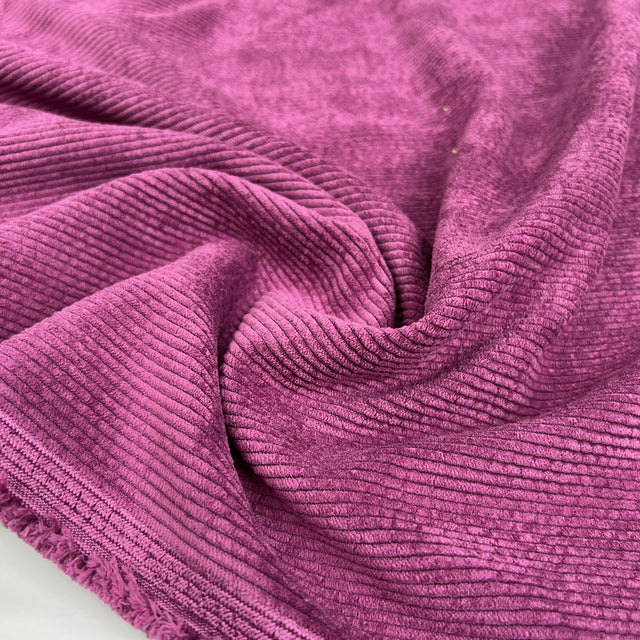 Soft Washed Corduroy Purple Needlecord Polyester Polyamide Spandex Stretch Heavy Trouser Fabric CU
