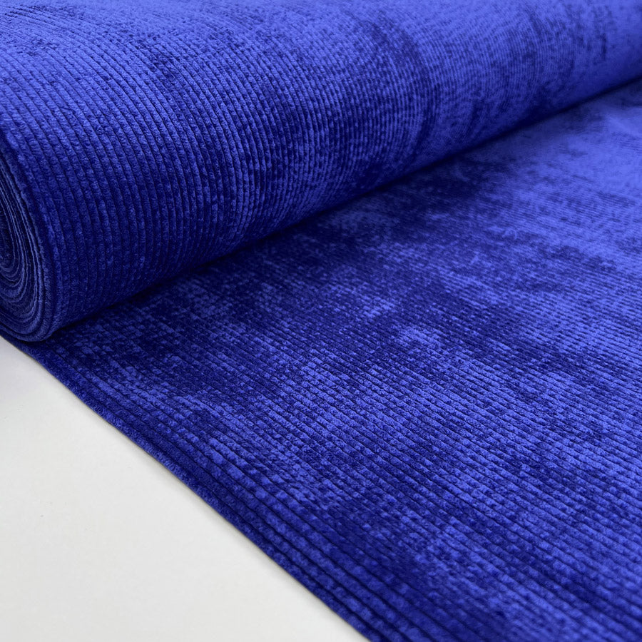 Soft Washed Corduroy Royal Blue Needlecord Polyester Polyamide Spandex Stretch Heavy Trouser Fabric Bolt