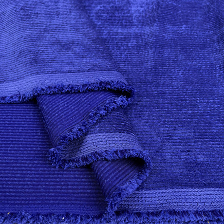 Soft Washed Corduroy Royal Blue Needlecord Polyester Polyamide Spandex Stretch Heavy Trouser Fabric Fold