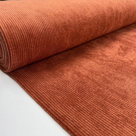 Soft Washed Corduroy Rust Needlecord Polyester Polyamide Spandex Stretch Heavy Trouser Fabric Bolt