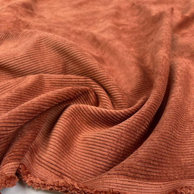 Soft Washed Corduroy Rust Needlecord Polyester Polyamide Spandex Stretch Heavy Trouser Fabric CU