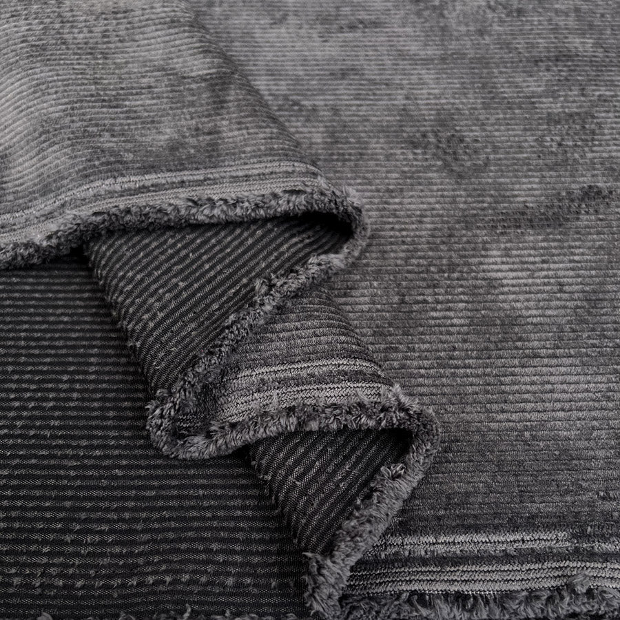 Soft Washed Corduroy Slate Grey Needlecord Polyester Polyamide Spandex Stretch Heavy Trouser Fabric Fold