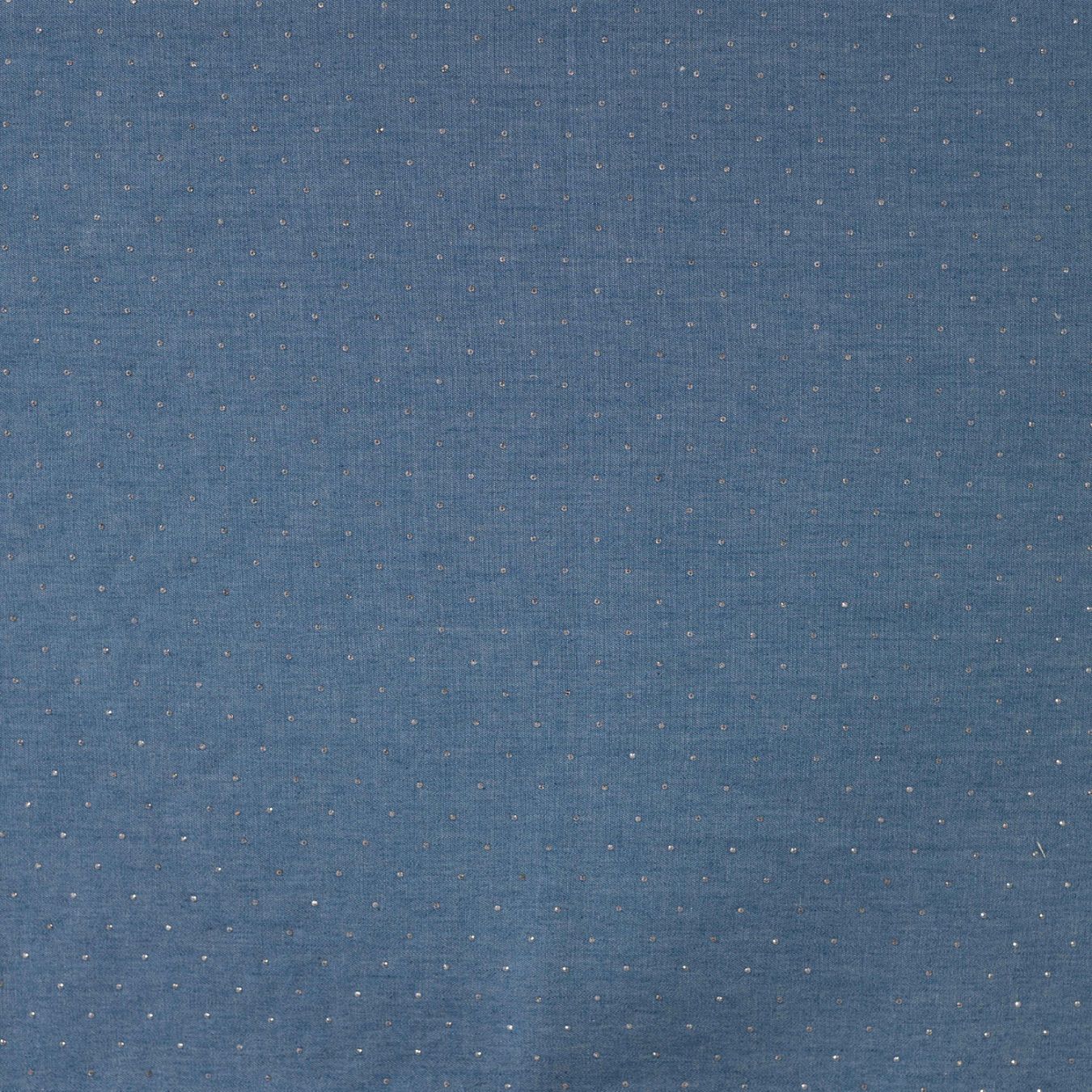 Starlit Denim Silver Studs Printed Woven Cotton Denim 135gsm Dress Fabric Flat