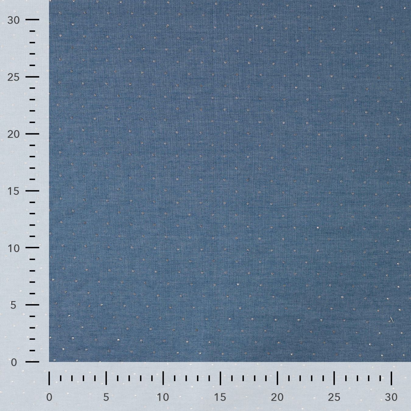 Starlit Denim Silver Studs Printed Woven Cotton Denim 135gsm Dress Fabric Ruler