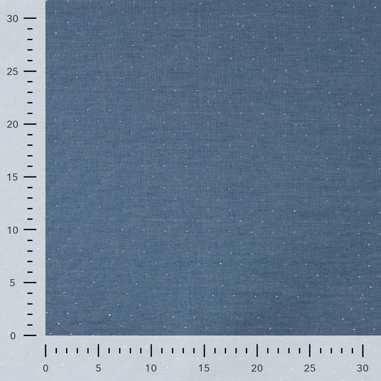 Starlit Denim Silver Studs Printed Woven Cotton Denim 135gsm Dress Fabric Ruler