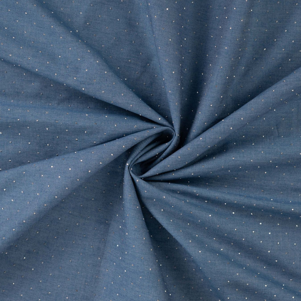 Starlit Denim Silver Studs Printed Woven Cotton Denim 135gsm Dress Fabric Swirl