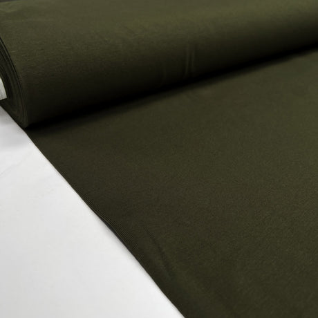 Stof Avalana Jersey Olive Cotton Elastane Green Oeko Tex Knit Dress Fabric Bolt