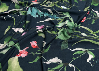 Stof Viscose Jersey Hawthorn Elastane Green Pink Floral Knit Dress Fabric CU
