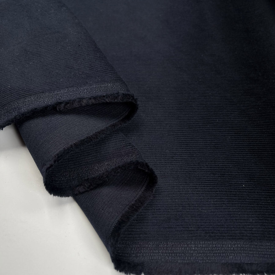 Stretch 21 Wale Needlecord Navy Cotton Elastane Woven Trouser Fabric Fold