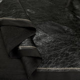 Stretch Faux Leather Black Polyurethane Brushed Back Fabric Fold