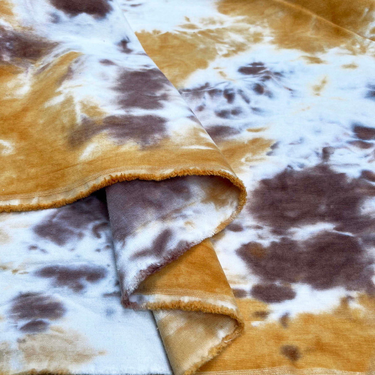 Cotton Viscose Dress Fabric Stretch Needlecord Tie-Dye - Orange Fold