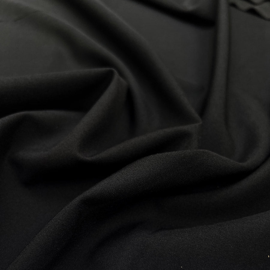 Polyester Viscose Elastane Suiting Fabric Stretch Twill Black CU