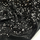 Stretch Velvet Noir Sparkle Black Sequin Polyester Elastane Knit Jersey Fabric