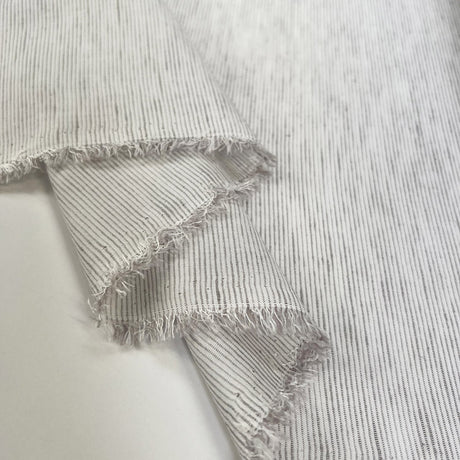 Stripeaway Linen Mix Grey Viscose Ecru Woven Shirting Fabric Fold