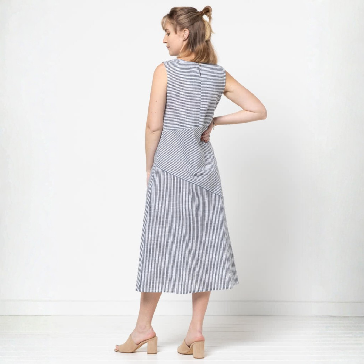 Style Arc Yvette Woven Dress Pattern Stripe Back