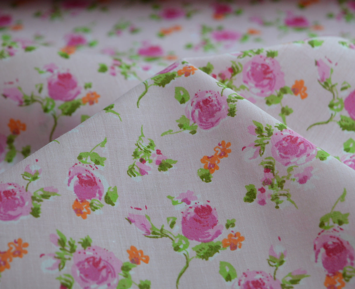 Summer Rose Pink fabric 80pc polyester 20pc cotton