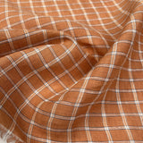 Sunday Best Apricot Orange Check Ex Designer Linen Woven Shirting Fabric CU