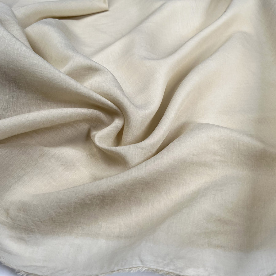 Superfine Lyocell Polyester Cream Sheer Woven Dress Fabric CU