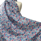 Sussex Cotton Lawn Berry Blossom Breeze Blue Red Floral Dress Fabric Mannequin
