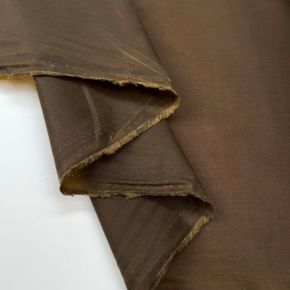 Sylkoil Cotton 6oz Dark Brown Water Resistant Coating Fabric Fold