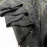 Taffeta A Stitch In Time Abstract Black Gold Silver Fabric Fold