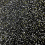 Taffeta A Stitch In Time Abstract Black Gold Silver Fabric Full