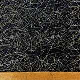Taffeta A Stitch In Time Abstract Black Gold Silver Fabric Ruler