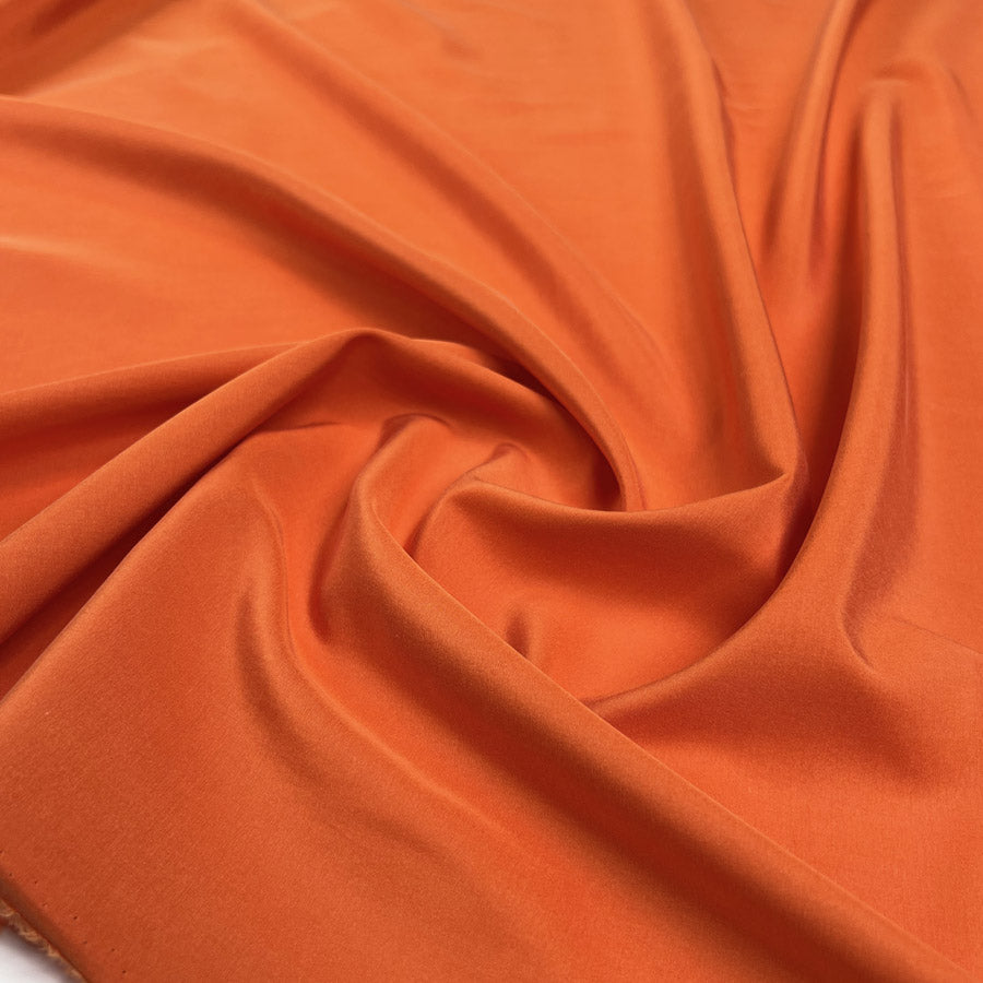 Tangerine Silk Cotton Blend Plain Woven Orange Dress Fabric CU