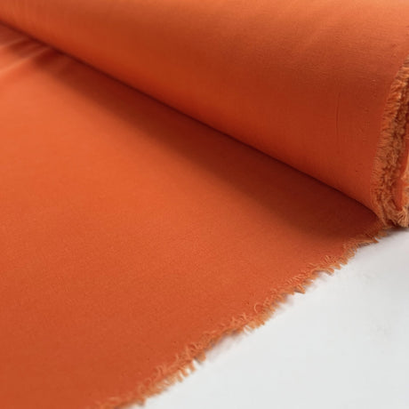 Tangerine Silk Cotton Blend Plain Woven Orange Dress Fabric Roll