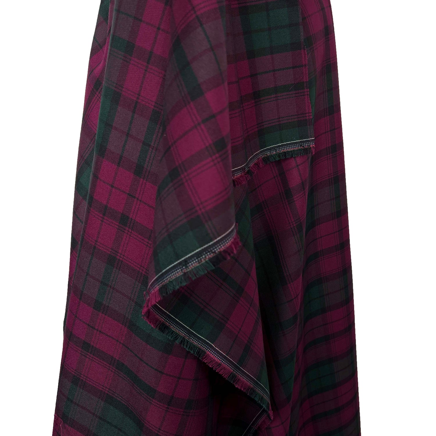 Tartan Mhairi Polyester Viscose Pink Green Muted Check Dress Fabric Hang