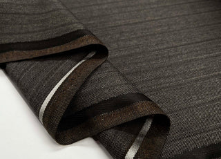 Taylor & Lodge Special Brown Polyester Wool British Yorkshire Pinstripe Suiting Fabric Fold