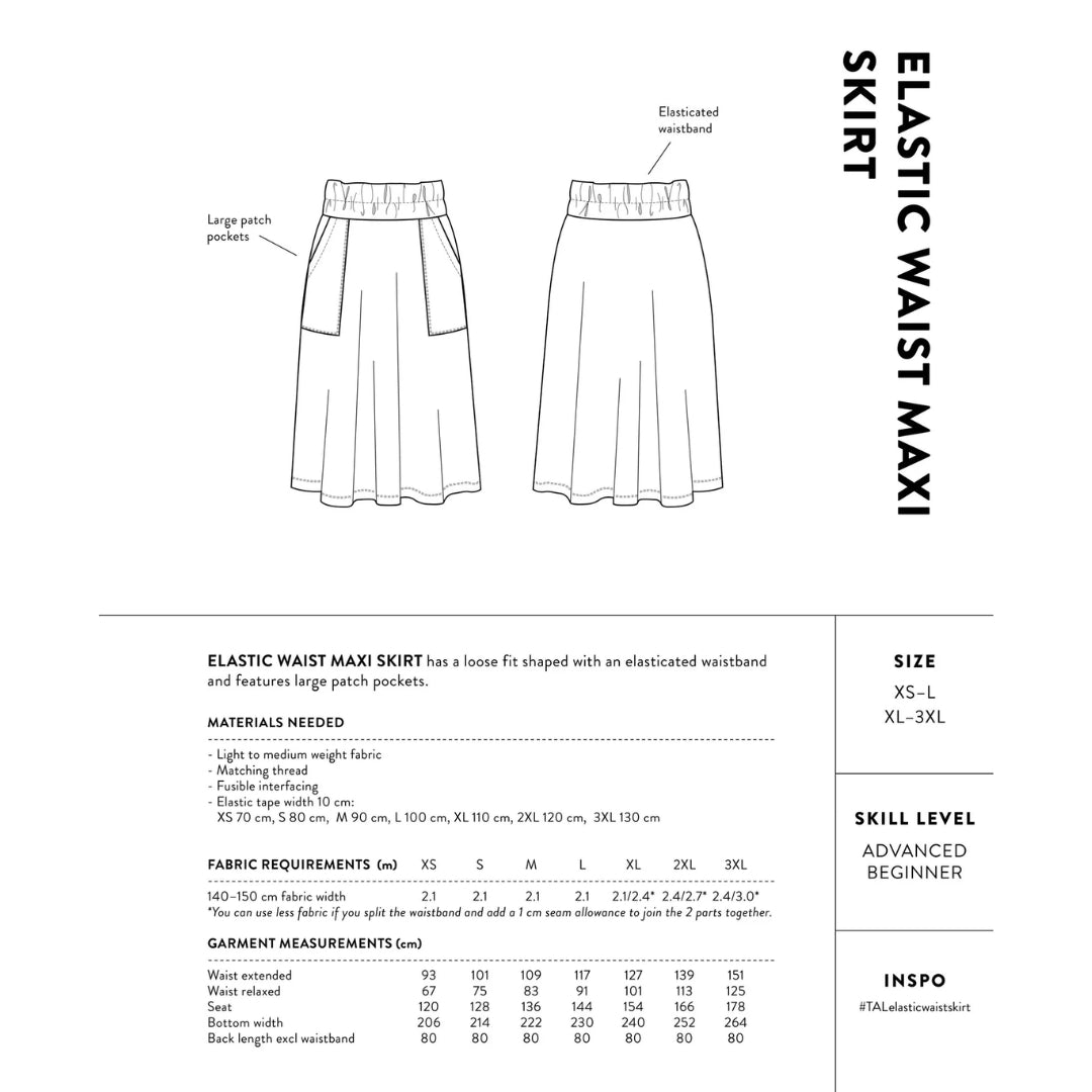 The Assembly Line - Elastic Waist Maxi Skirt Pattern Back Cover