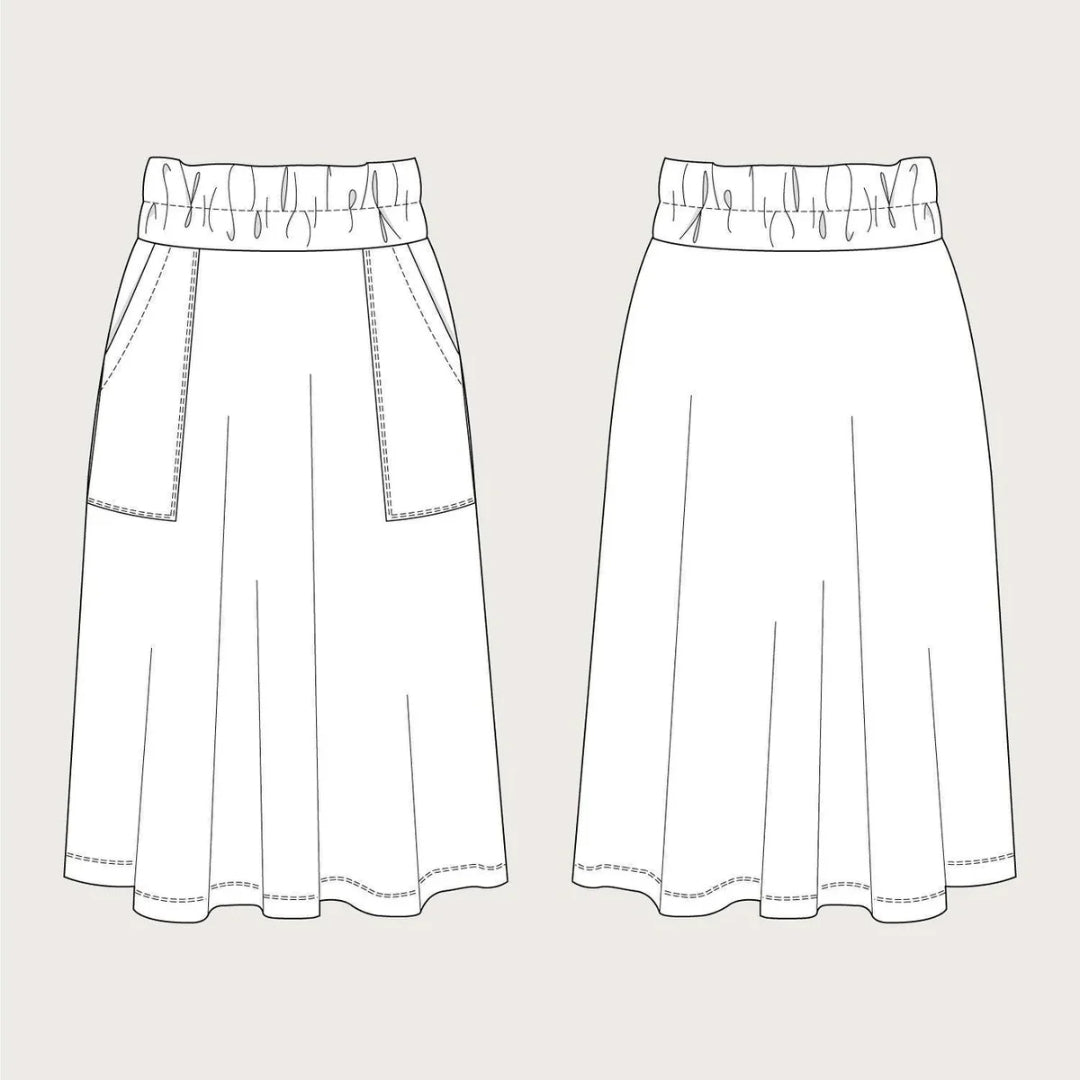 The Assembly Line - Elastic Waist Maxi Skirt Pattern Outline