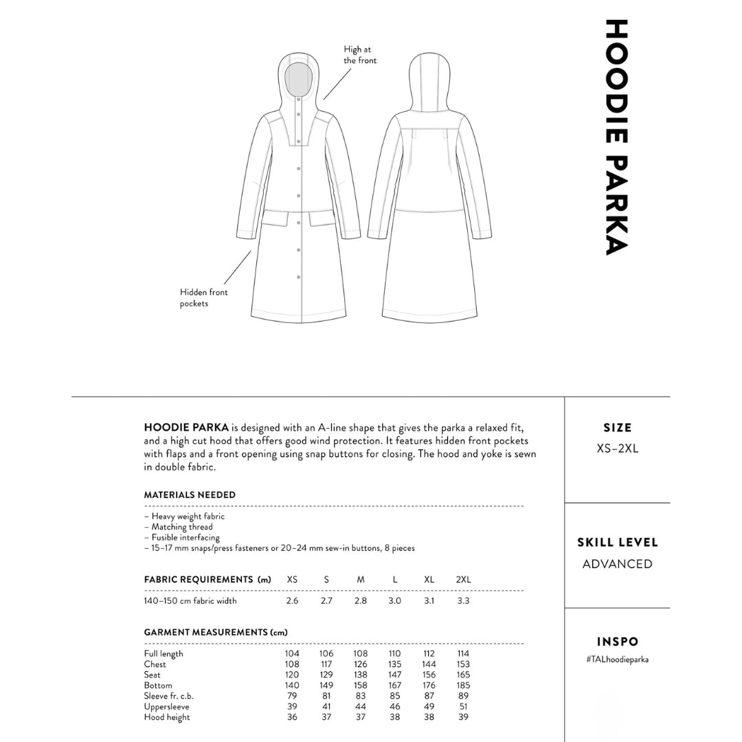 The Assembly Line - Hoodie Parka Sewing Pattern Back Cover
