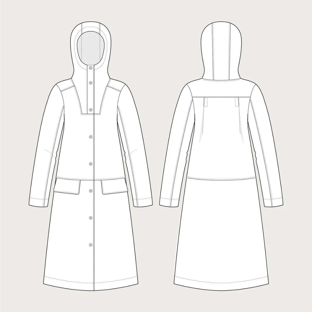 The Assembly Line - Hoodie Parka Sewing Pattern Outline