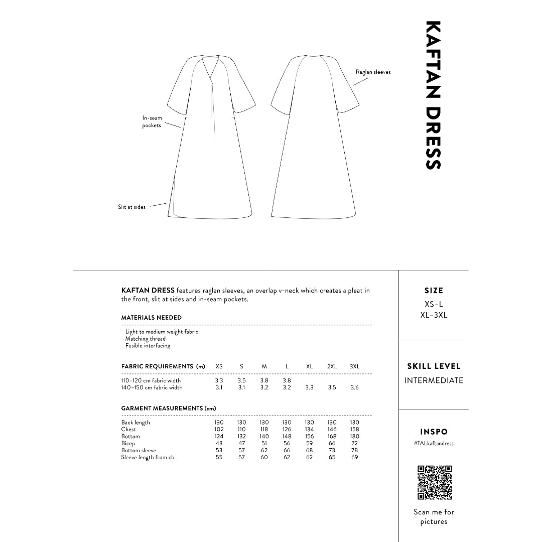 The Assembly Line - Kaftan Dress Pattern Back Cover