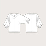 The Assembly Line - V-Neck Cuff Top Pattern Outline