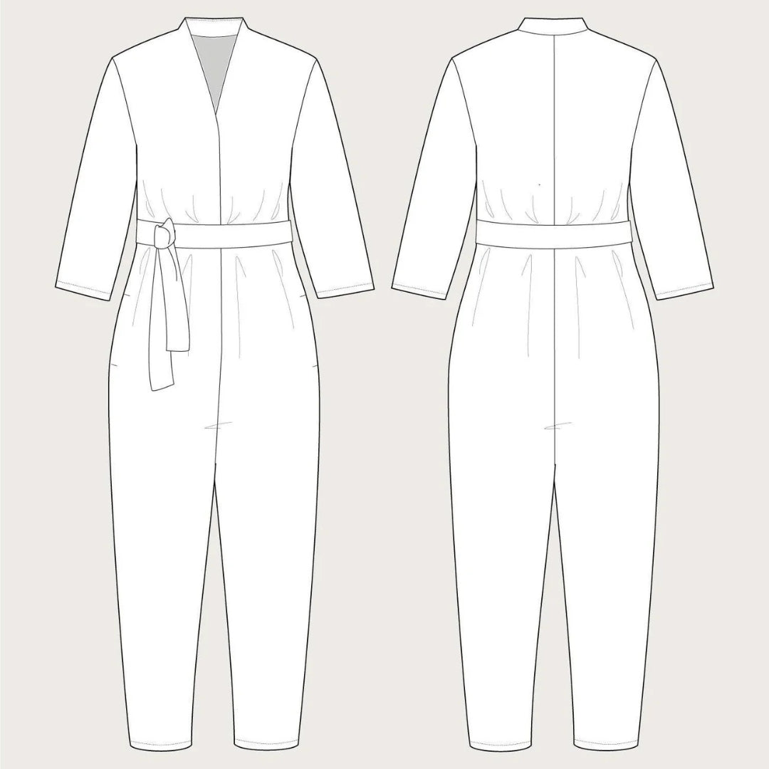 The Assembly Line - V-Neck Jumpsuit Pattern Outline