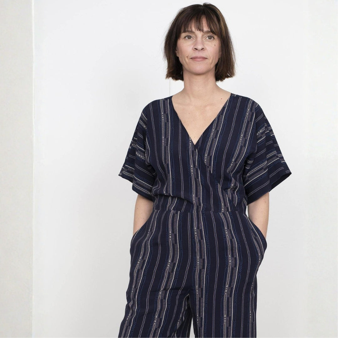 The Assembly Line - Wide-Leg Jumpsuit Pattern Model Close Up