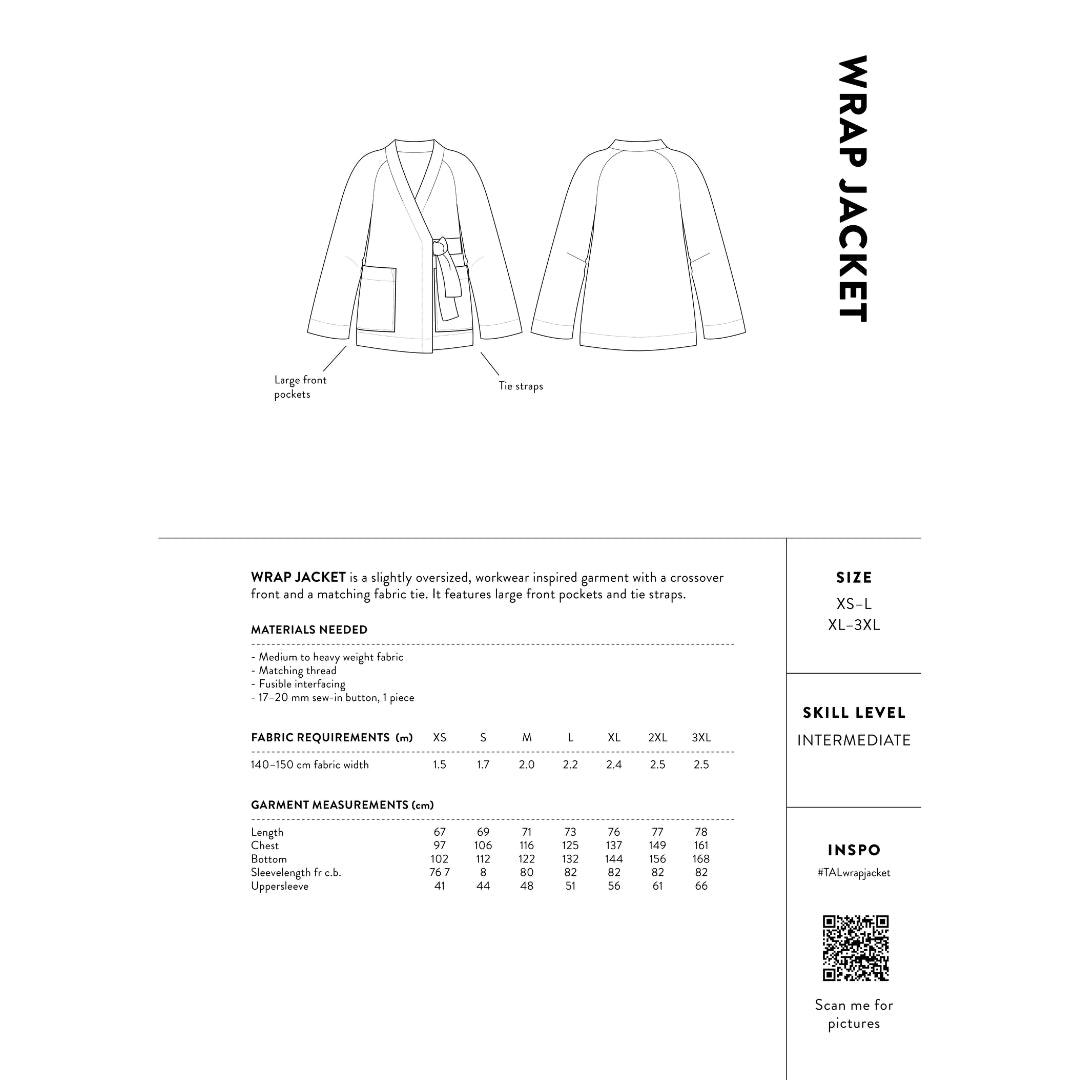 The Assembly Line - Wrap Jacket Pattern Measurements
