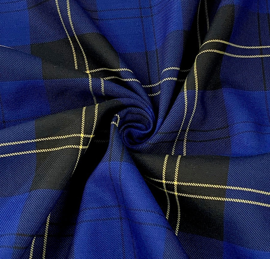 The Great Alexander Poly Wool Viscose Tartan Royal Fabric Twist