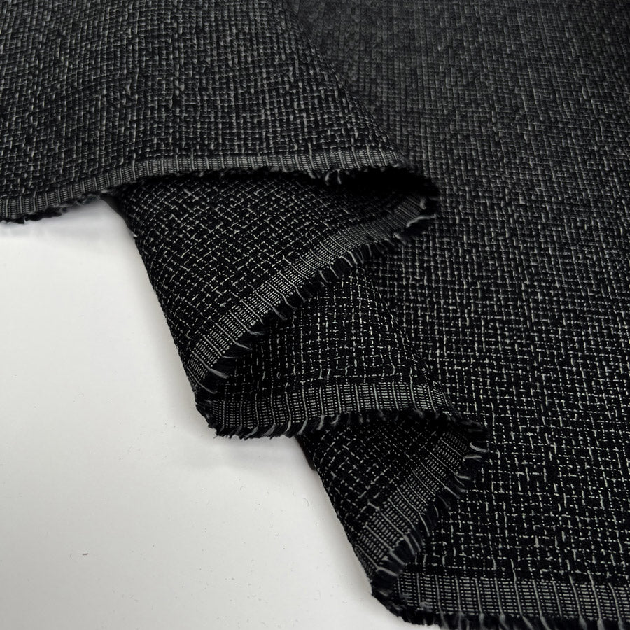 The Fine Stuff Cotton Black Grey Melange Check Shirting Fabric Fold