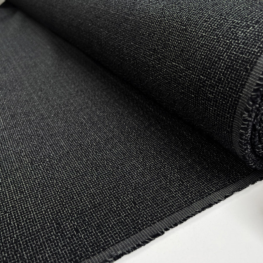 The Fine Stuff Cotton Black Grey Melange Check Shirting Fabric Roll