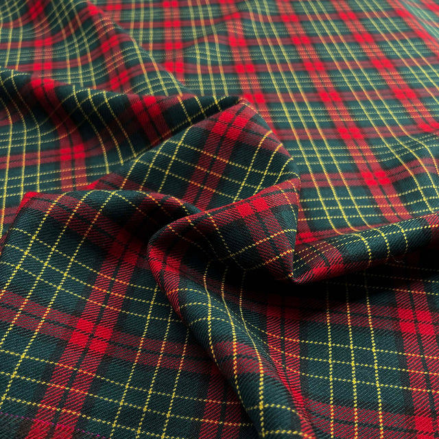 The Traitor Dark Red Green Check Wool Suiting Fabric CU